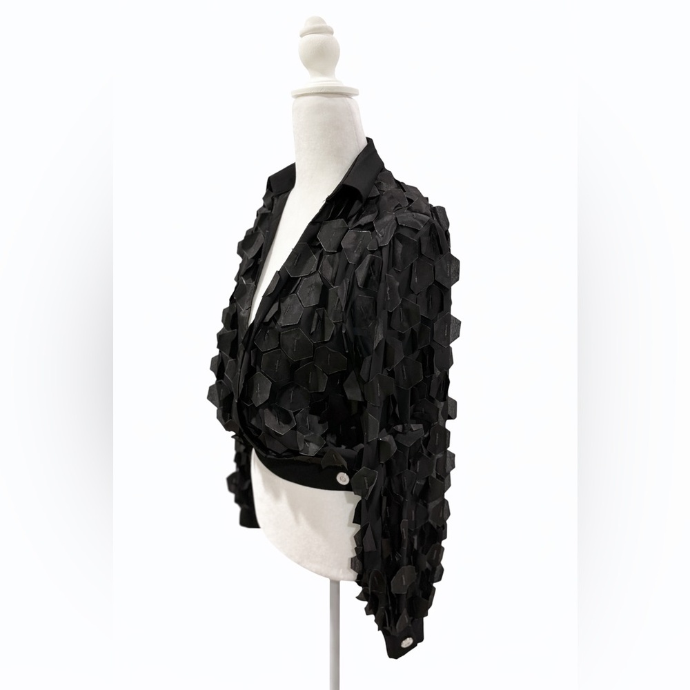 Chic Black Textured Women's Blazer